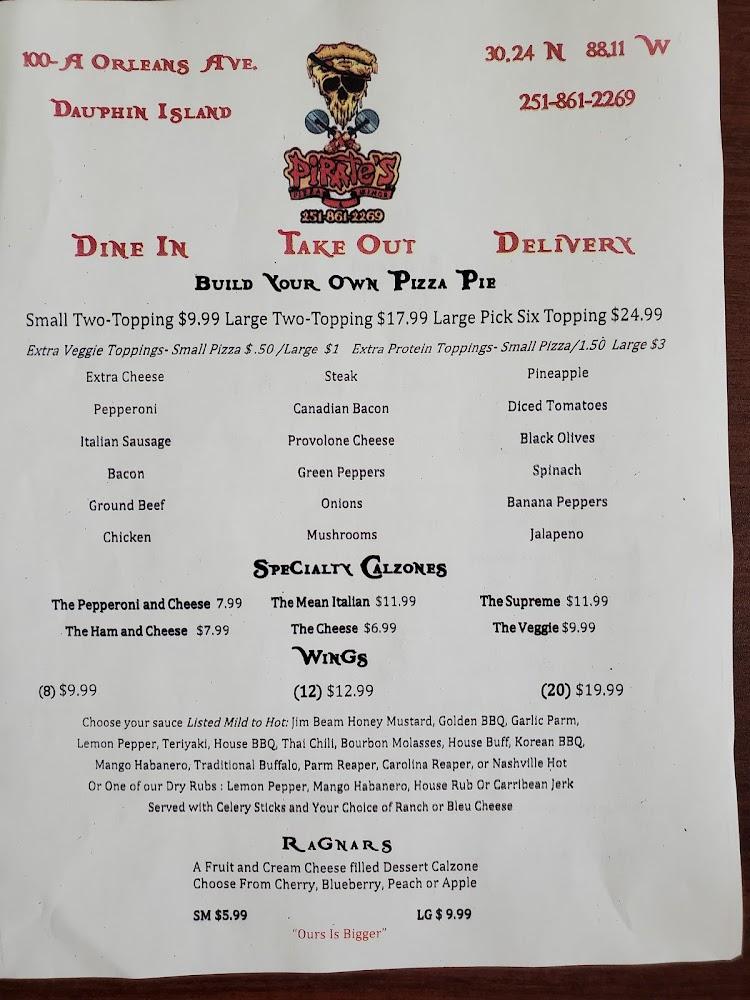 Pirate's Pizza and Wings Menu image 3